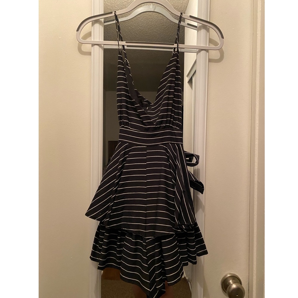 Black and white stripped romper